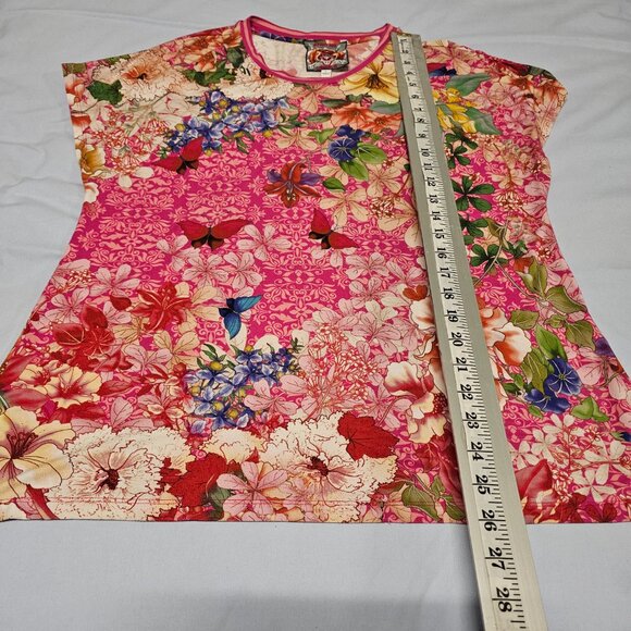 Johnny Was Frame Relaxed Dolman Sleeve Floral Tee Top Blouse Size L Multicolor - Picture 7 of 12